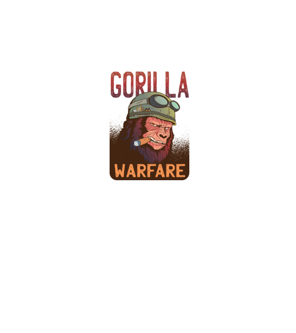 Gorilla Warfare model alb pe tricou