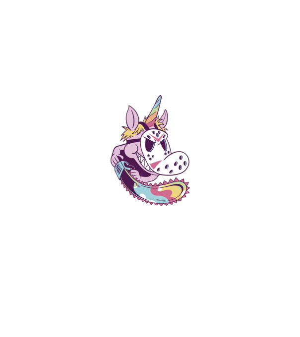 Unicorn Mască Jason Halloween model alb pe tricou