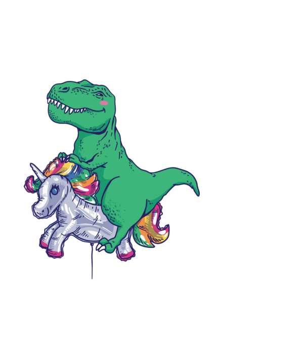 T-rex pe Unicorn balon model albastru deschis pe tricou
