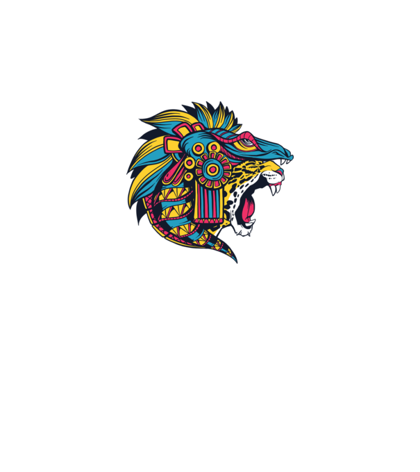 Aztec Jaguar model alb pe tricou