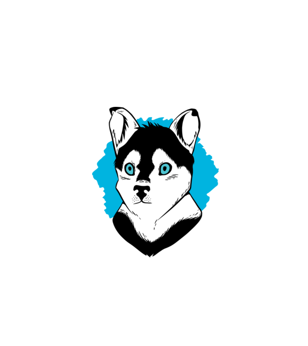 Câine Pomsky model alb pe tricou