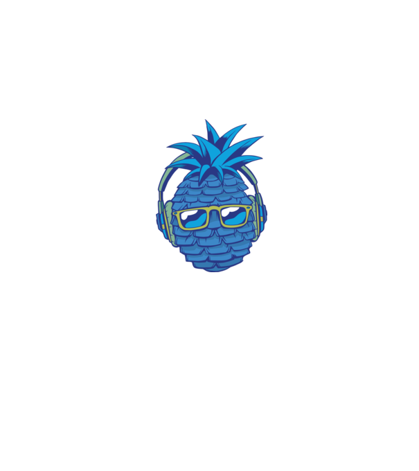 Ananas albastru cu căști model gri pe tricou