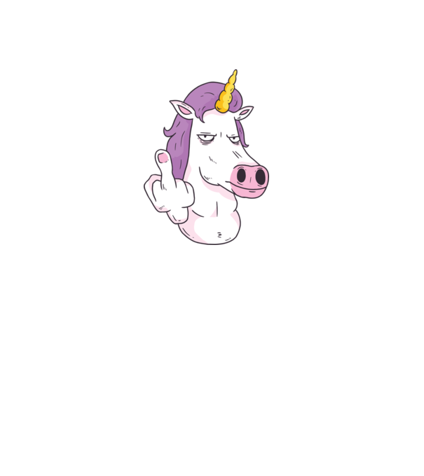 Unicorn arată degetul model mov pe tricou