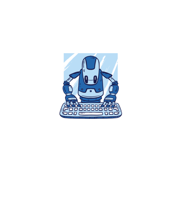 Automatizare robot model albastru jeanși pe tricou