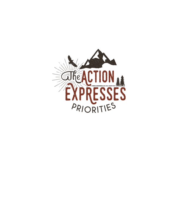 The action expresses priorities model alb pe tricou
