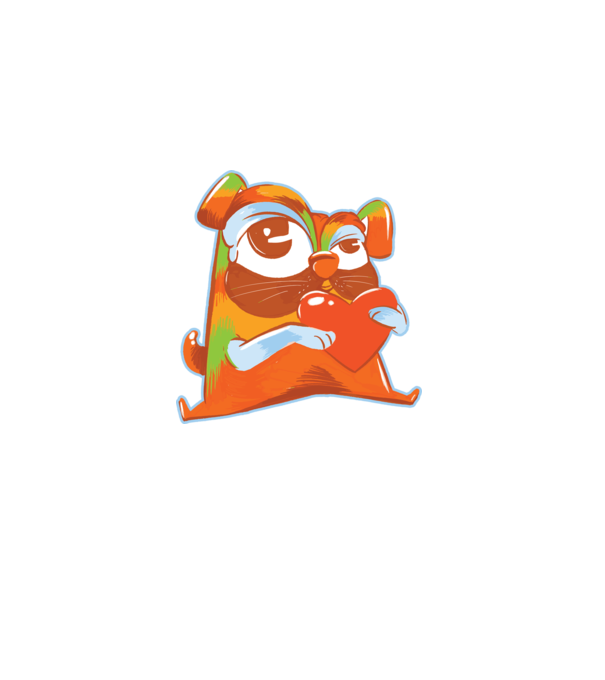 Mops colorat model albastru deschis pe tricou
