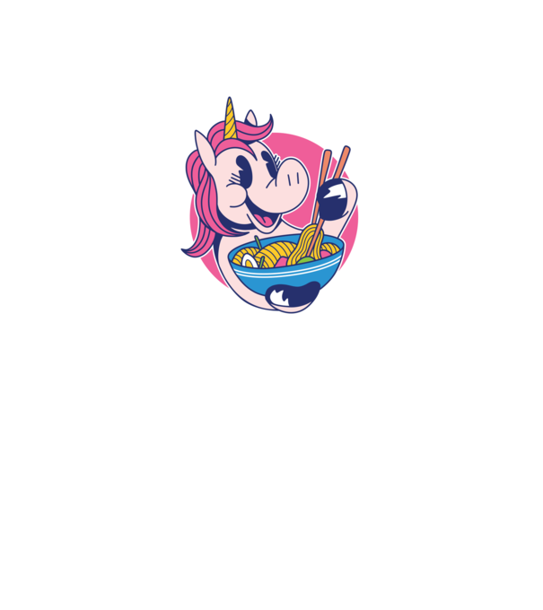 Unicorn Ramen model negru pe tricou