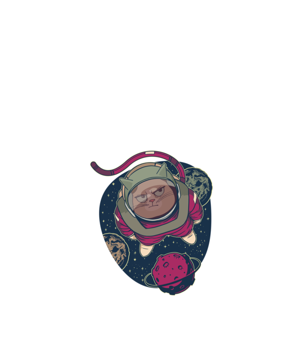 Pisică Astronaut model negru pe tricou