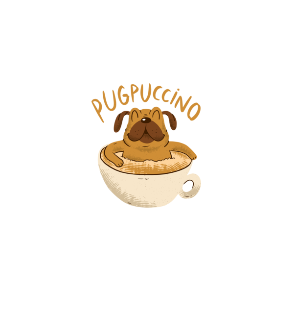 Pugpuccino Capuccino cu Mops model negru pe tricou