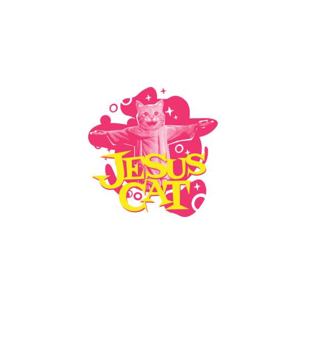 Jesus Cat model albastru închis pe tricou