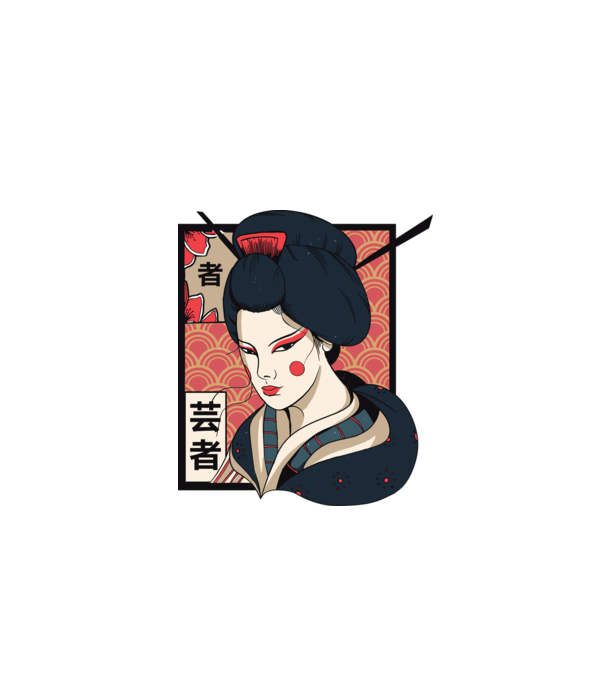 Geisha Japonia model alb pe tricou