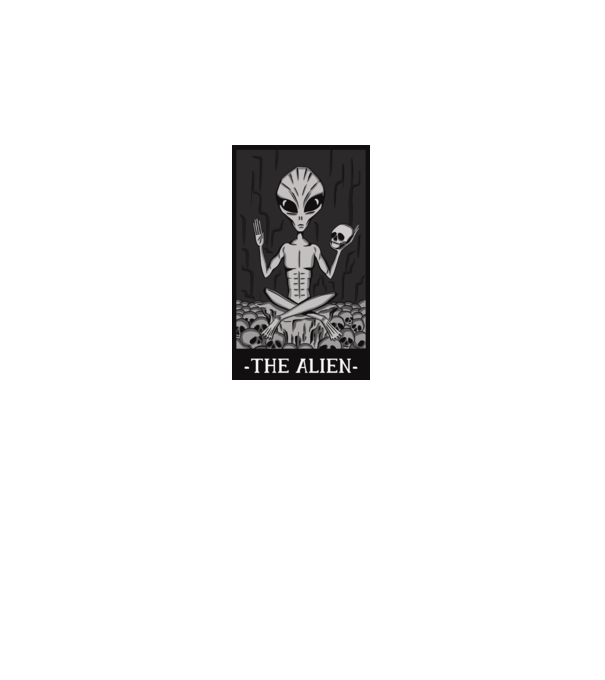 Extraterestru - Carte de tarot model alb pe tricou