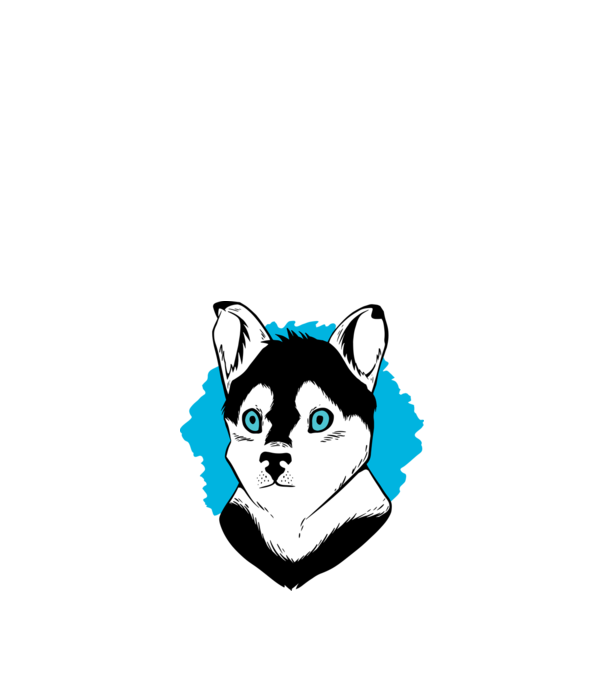 Câine Pomsky model alb pe tricou