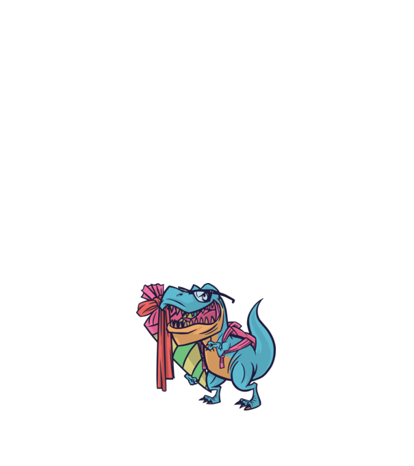Elev T-rex model alb pe tricou