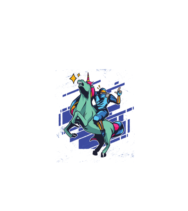 Unicorn Ninja model turcoaz pe tricou