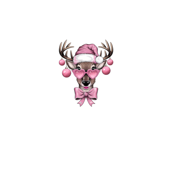 Pink Xmas Reindeer model alb pe tricou