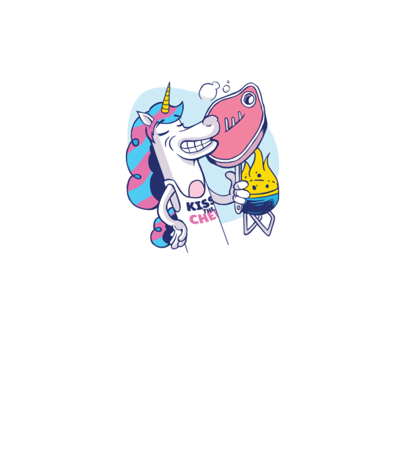 Unicorn Steak BBQ model alb pe tricou