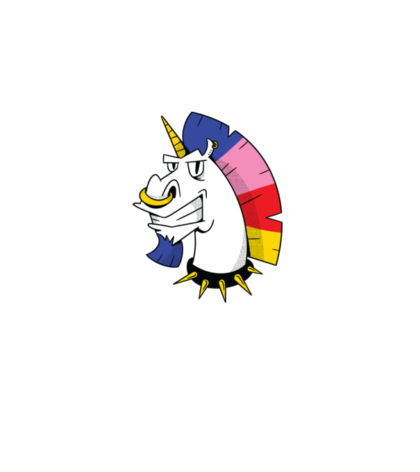 Punk unicorn model albastru deschis pe tricou