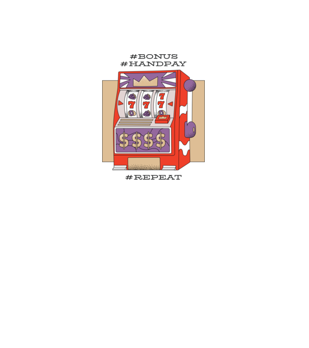 Slot machine model alb pe tricou