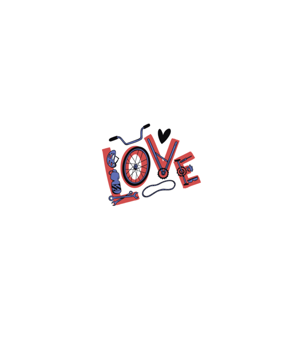 Love Bicicletă model alb/roșu pe tricou