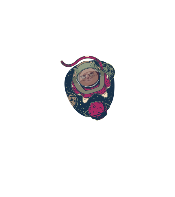 Pisică Astronaut model negru pe tricou