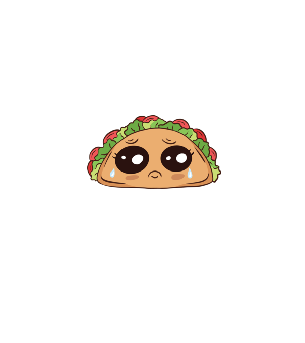 Taco trist model alb pe tricou