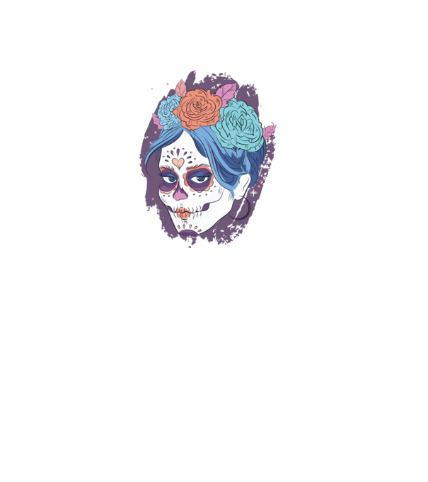 Dia de Los Muertos - Craniu cu flori model mov pe tricou