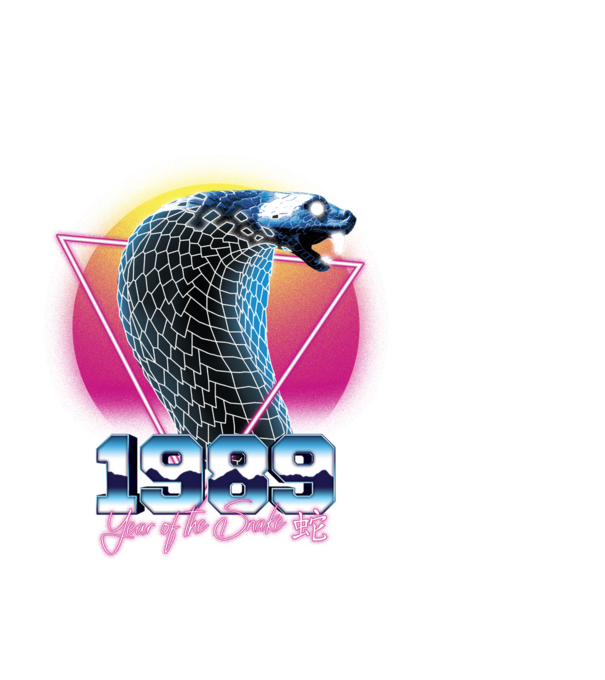 1989 Year of the Snake model negru pe tricou