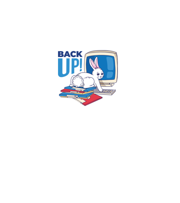 Back up bunny model alb pe tricou