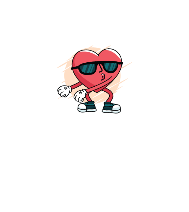 Inimă DAB Floss Heart tricou model albastru închis pe tricou