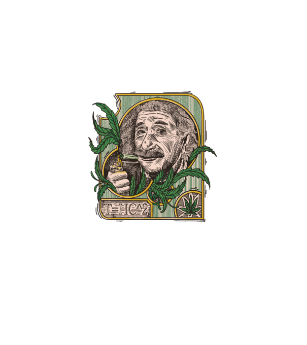 Einstein Marijuana THC model negru pe tricou