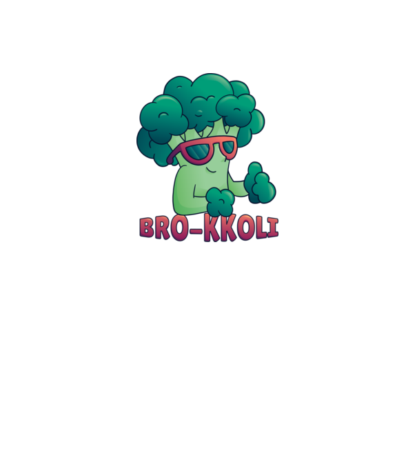 Broccoli model alb pe tricou