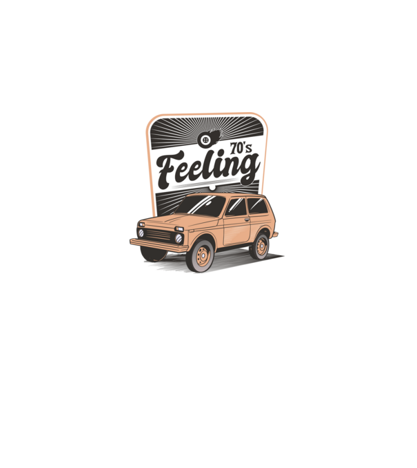 Mașină Retro anii 70 Lada Niva model albastru regal pe tricou