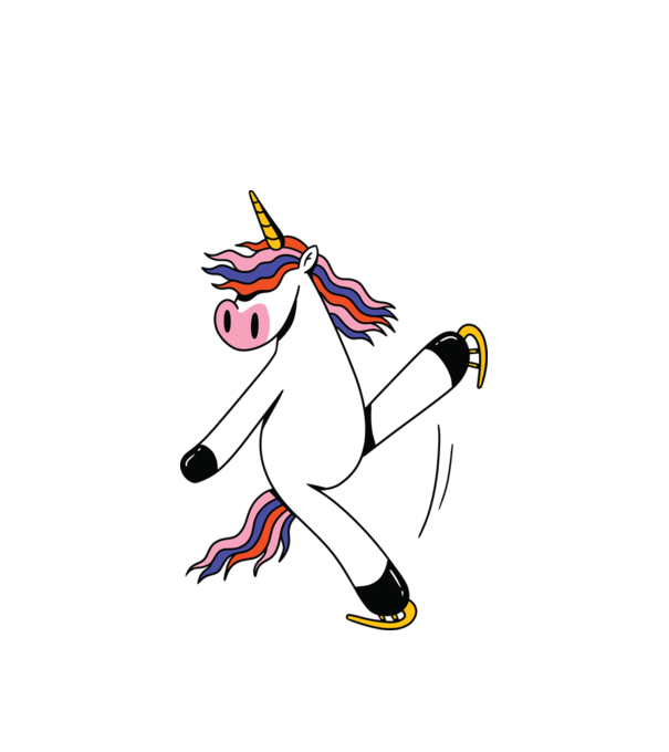 Unicorn cu Patine model alb pe tricou