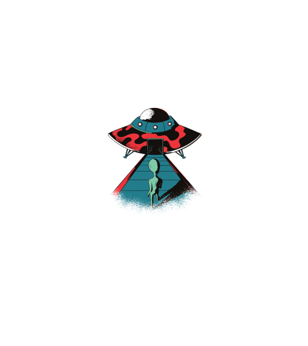 Alien Ufo model negru pe tricou