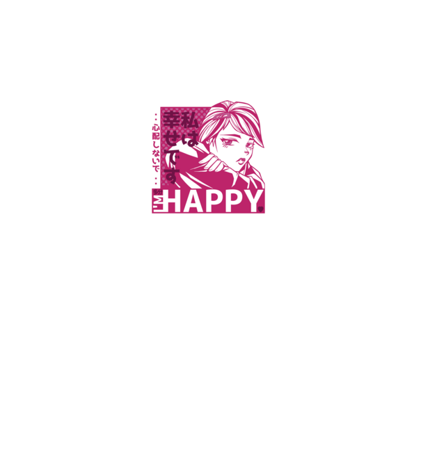 'I''m happy fată Anime antisocială' model negru pe tricou
