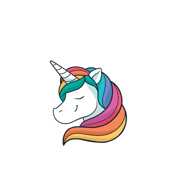 Cap de unicorn model alb pe tricou