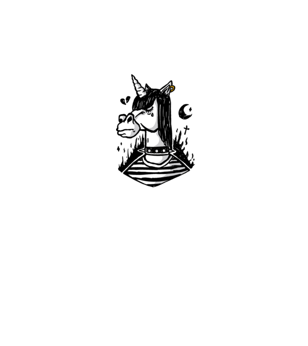 Emo unicorn model alb pe tricou
