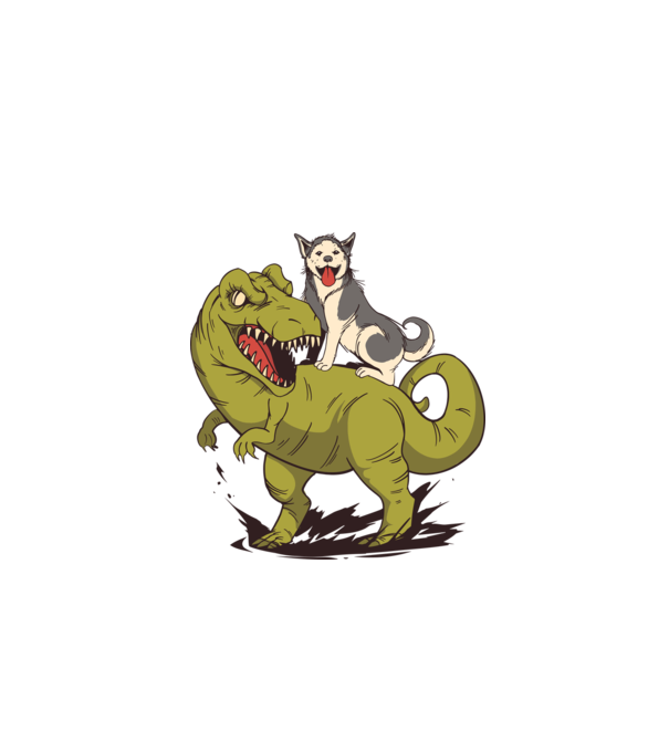 Dinozaur Husky model gri pe tricou