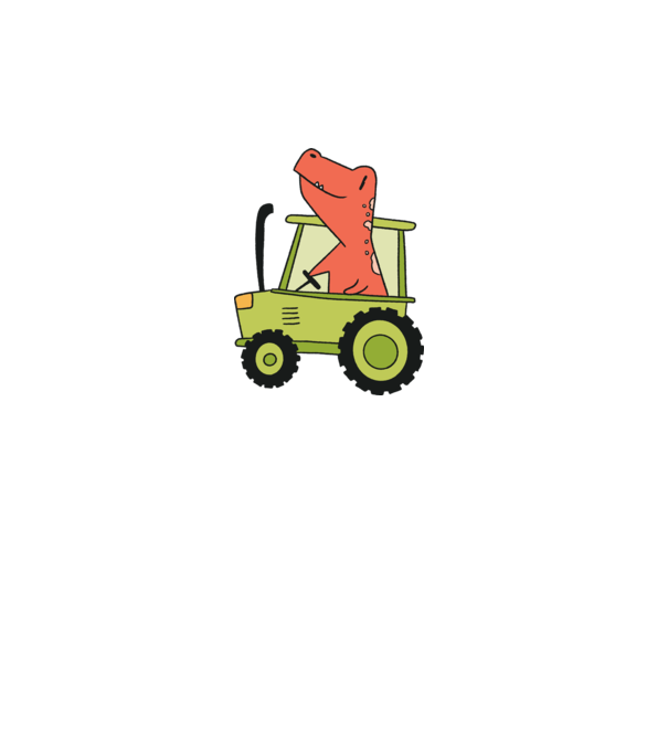 Tractor dinozaur model alb pe tricou