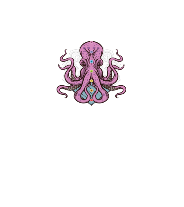 Yoga Octopus model gri închis pe tricou