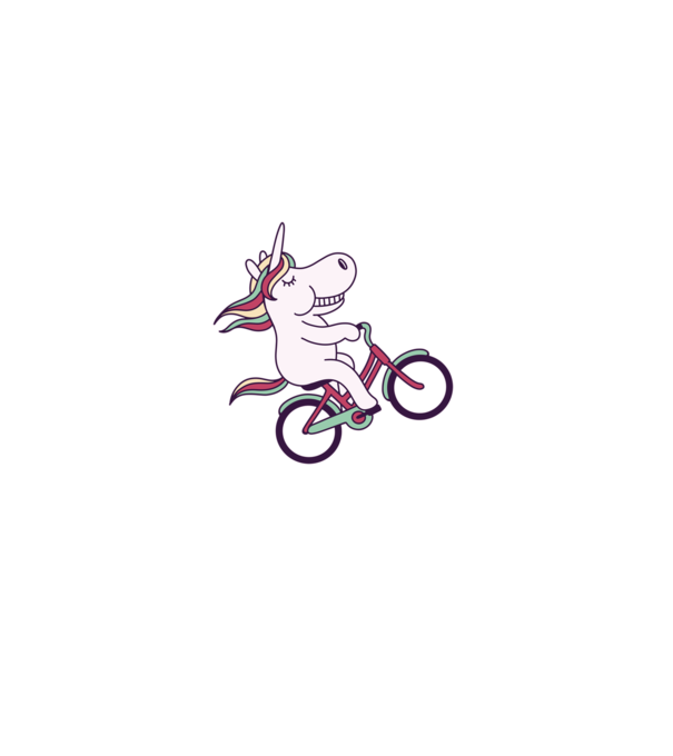 unicorn cu bicicletă model liliachiu pe tricou