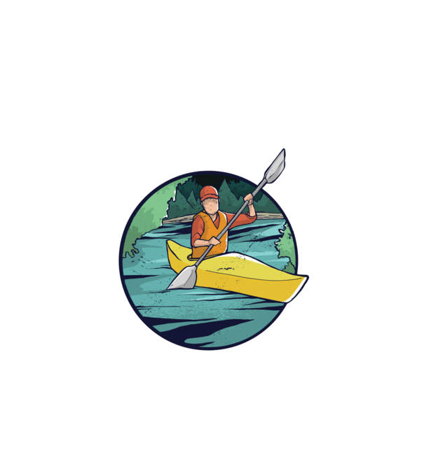 Caiac-canoe model negru pe tricou
