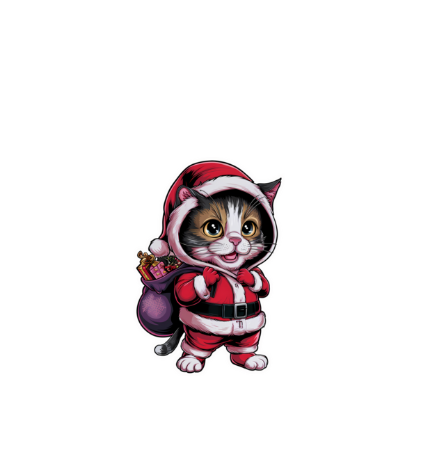 Santa Cat model negru pe tricou