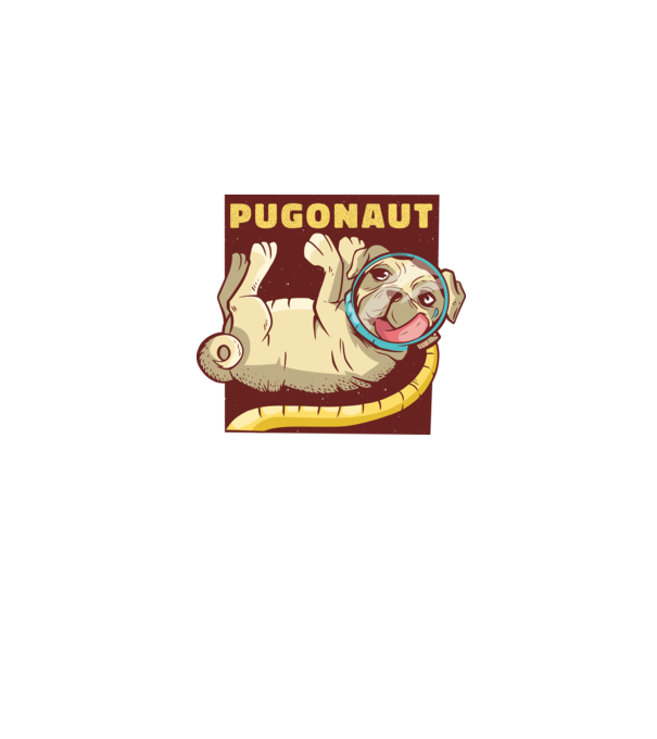 Mops Astronaut model albastru jeanși pe tricou