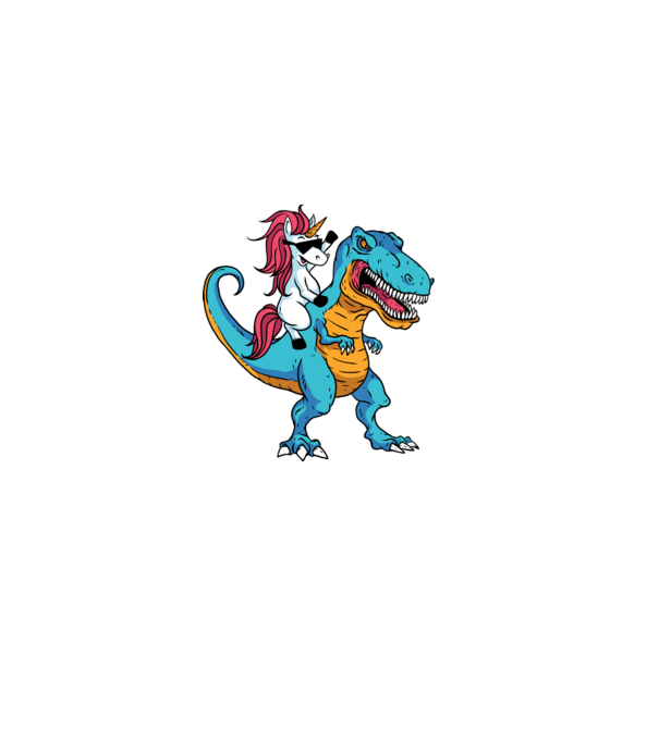 Unicorn cu dinozaur tricou amuzant model negru pe tricou