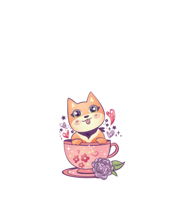 Câine drăguț Anime model alb pe tricou