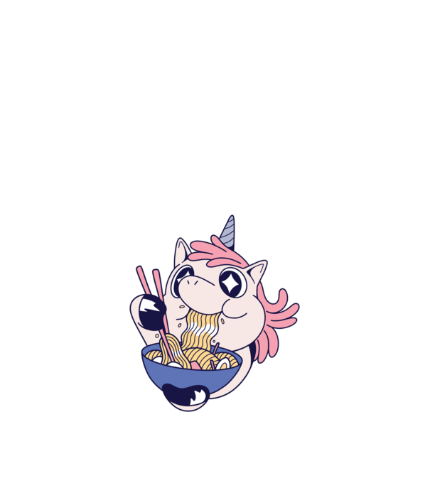 Unicorn Ramen model albastru închis pe tricou