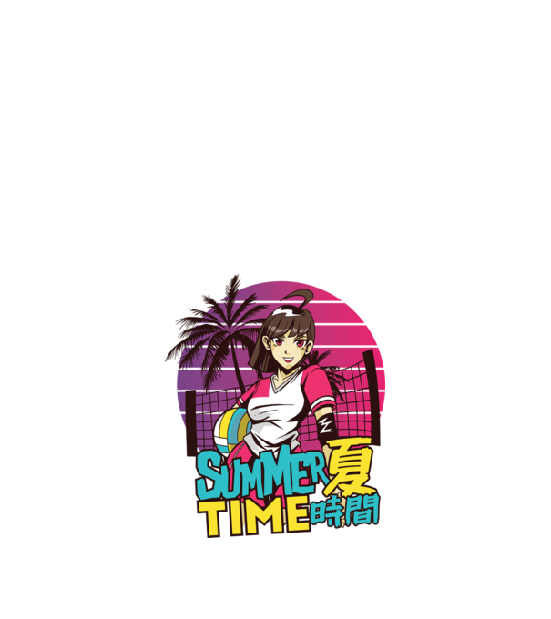 Summer Girl Anime Fată Manga model negru pe tricou
