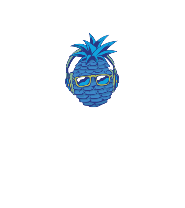 Ananas albastru cu căști model gri pe tricou